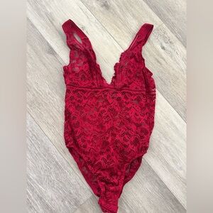 Victoria's Secret Crimson Lace Bodysuit Lingerie